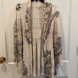 Knitted and Knotted Anthropologie Open Floral Cardigan Small Petite EUC